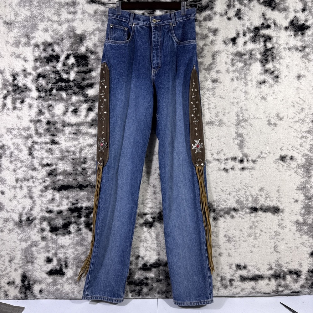 Lawman Jeans Womens Size 7 Straight 27x33 High Waisted Cowgirl Western Tassels‎